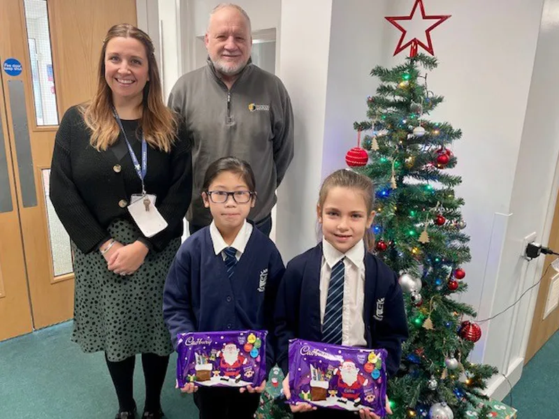 VKVP Haulage delivers surprise Christmas gifts to children and teachers at Langer Primary Academy, Felixstowe
